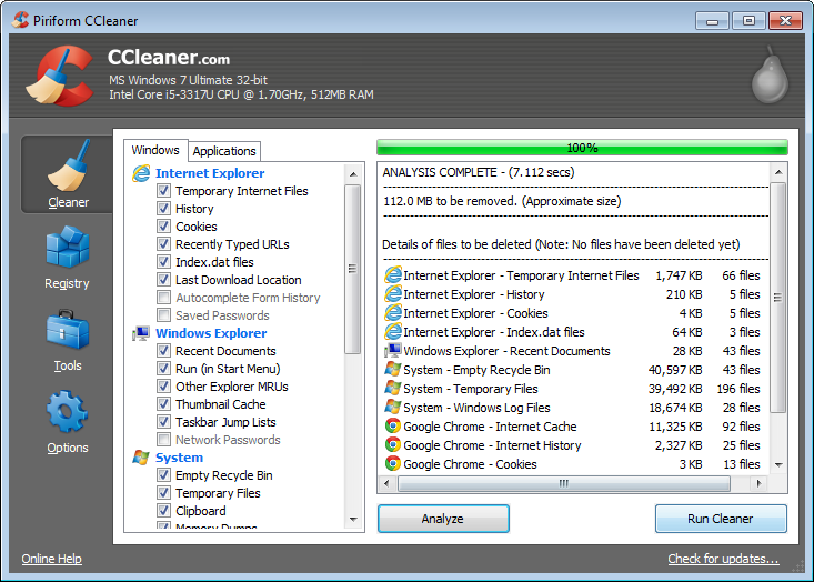 Borrar la memoria cache y limpiar el registro con CCleaner, el mejor