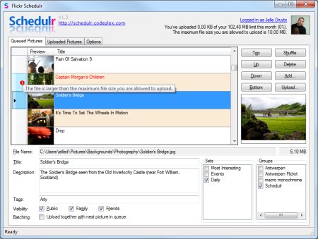 Administrar la cuenta de Flickr desde el escritorio con Flickr Schedulr