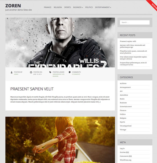 Descargar tema para Wodrpress Zoren