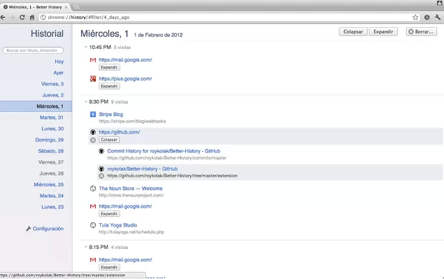 Cambiar el historia de Chrome por uno mejor, Better Historial