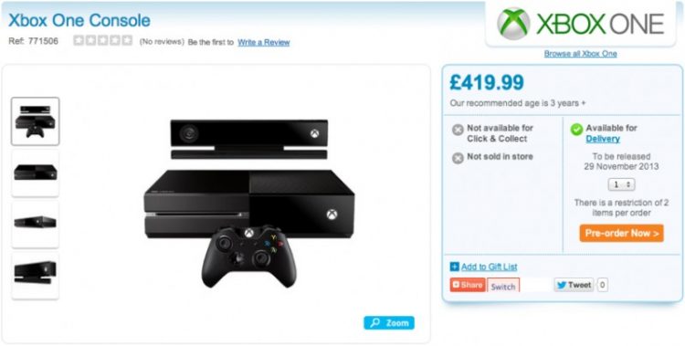 La fecha de venta de la Xbox One, es el 29 de noviembre
