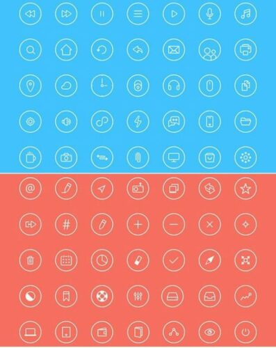 Colección de iconos gratis en PSD circulares, Thin Rounded Icons