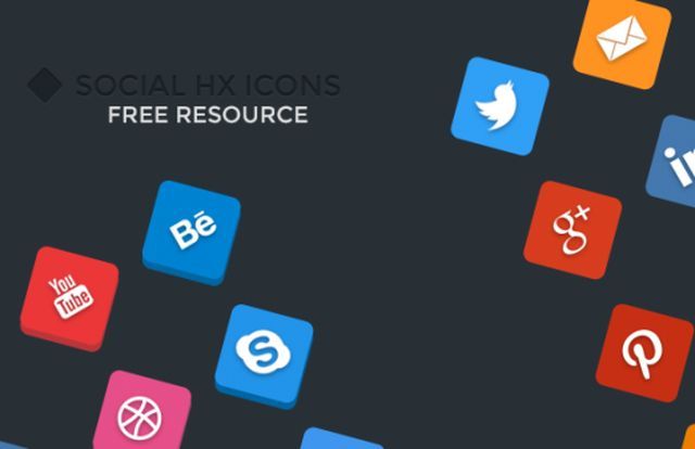 Iconos de redes sociales en formato PSD, y atractivos para tu web, Social Hx Icons