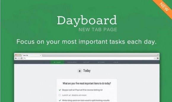 Añadir una lista de tareas a Chrome que te persigue en cada pestaña, Dayboard