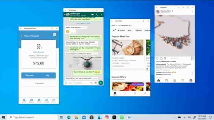 Windows 20 con varias apps Android a la vez