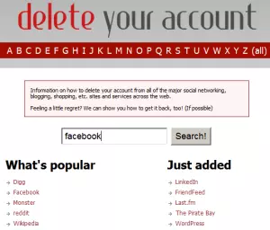 Borrar nuestro cuenta en Facebook, Twitter y más con Delete Your Account Borrar nuestro cuenta en Facebook, Twitter y más con Delete Your Account