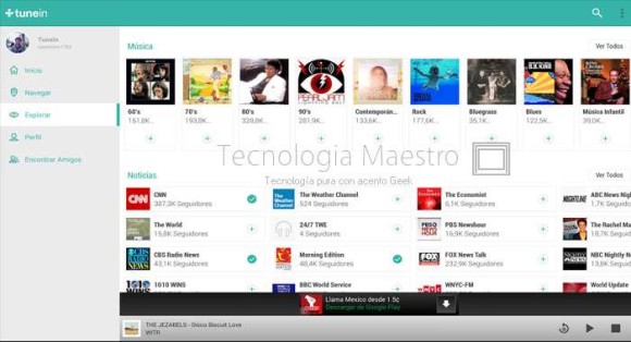 Escuchar radio online fácilmente de miles de países, con TuneIn Escuchar radio online fácilmente de miles de países, con TuneIn
