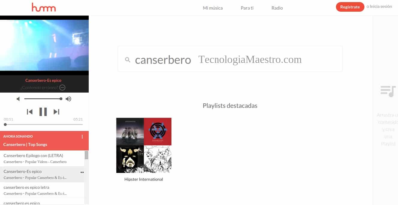 Humm, para escuchar música online gratis desde Youtube humm-escucha-musica-online-tecnologiamaestro-min